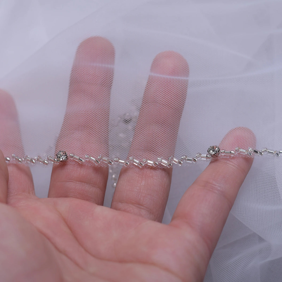 voile mariée blanc bordure transparent classique élégant chainette ondulée tulle fine bridal veils