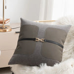 taies d'oreiller houndstooth gris noir contemporain brodé respectueux environnement 45x45cm decoration chambre coucher