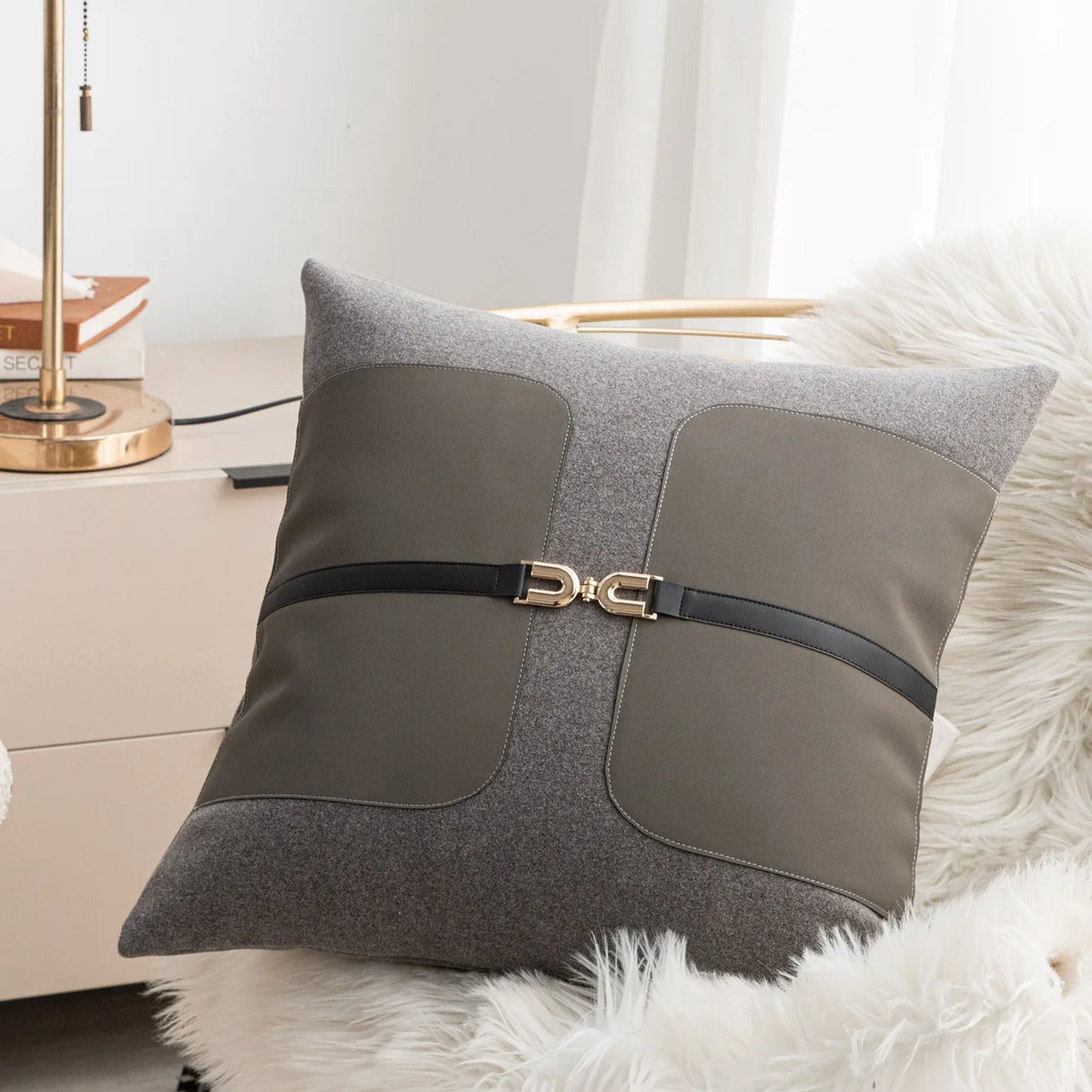 taies d'oreiller houndstooth gris noir contemporain brodé respectueux environnement 45x45cm decoration chambre coucher