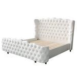 lit blanc tufté classique pieds matelas oreillers draps king size double moderne chambre coucher