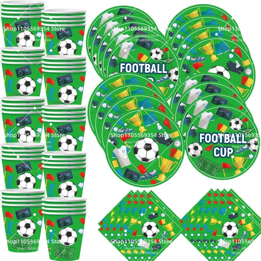 assiettes papier football motifs drapeaux ballons tablecloth serviettes napkins événements festifs anniversaires noël