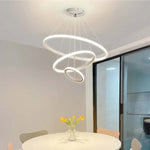 lustre moderne minimaliste suspension câbles noir or blanc concentrique led chambre salon