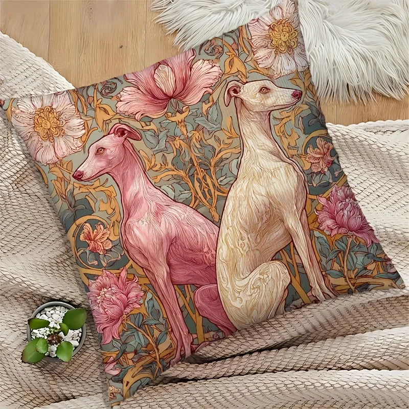 housse coussin carré floral vintage roses vertes polyester peachskin 45x45 cm unique chambre salonhôtelhospital