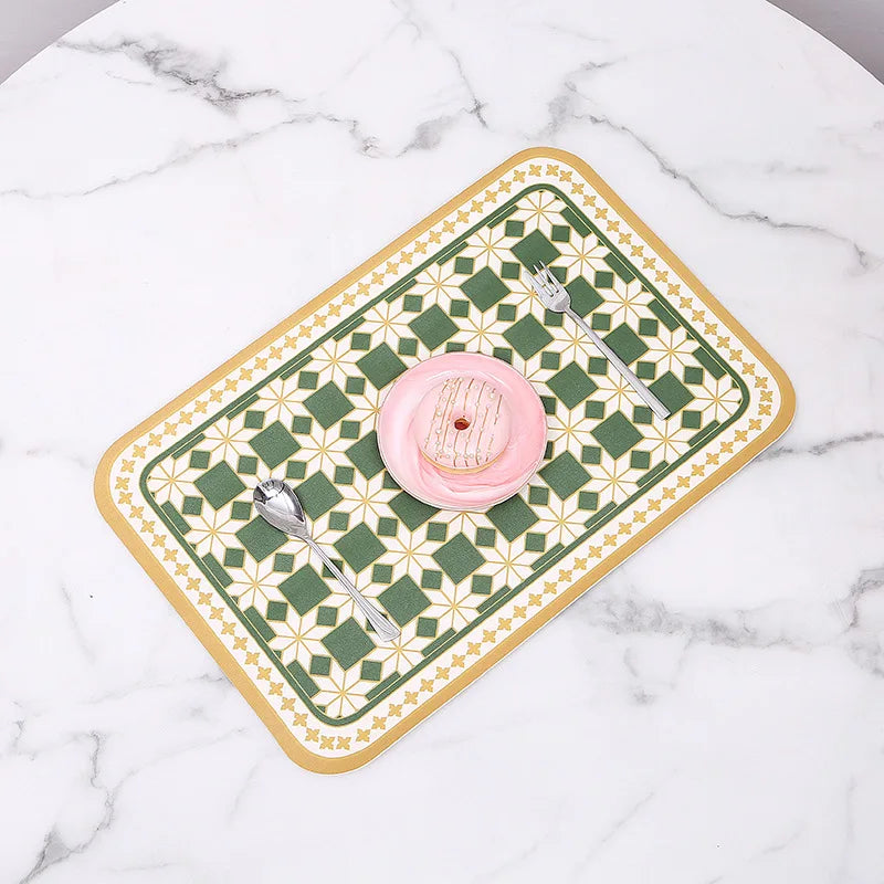 tapis table classique motifs floraux géométriques silicone respectueux environnement vert beige marron orange