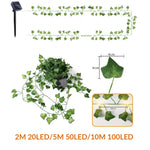 guirlande lumineuse solaire feuilles vertes led blanc moderne décoration extérieure vacances modes ivy string