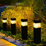 lampe solaire led moderne noire rayures horizontales ip65 jardin patio extérieur