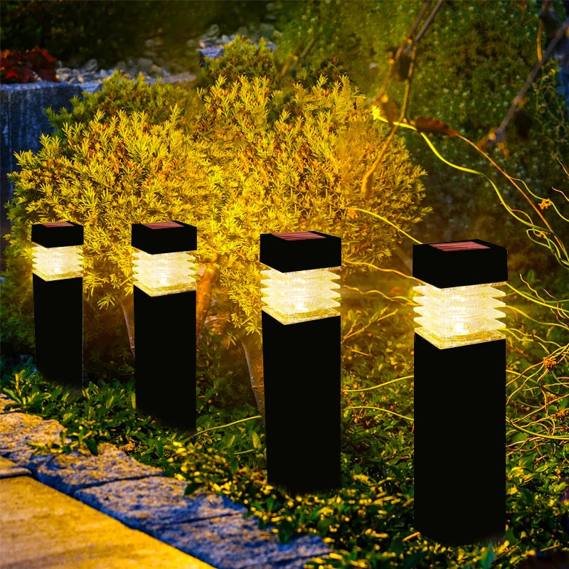 lampe solaire led moderne noire rayures horizontales ip65 jardin patio extérieur