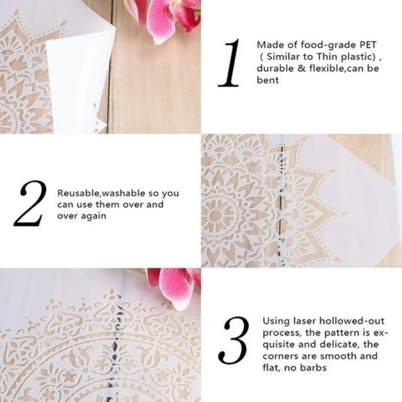 stencil blanc motif floral moderne peinture murale scrapbooking coloriage gaufrage album cartes papier