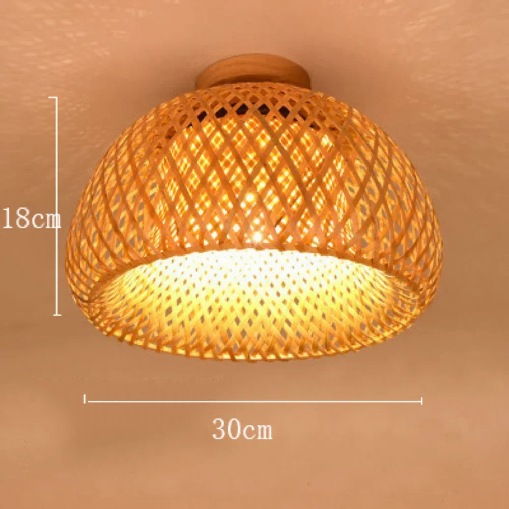 lampe suspendue rotin naturelle moderne bambou géométrique cuisine salon vieux