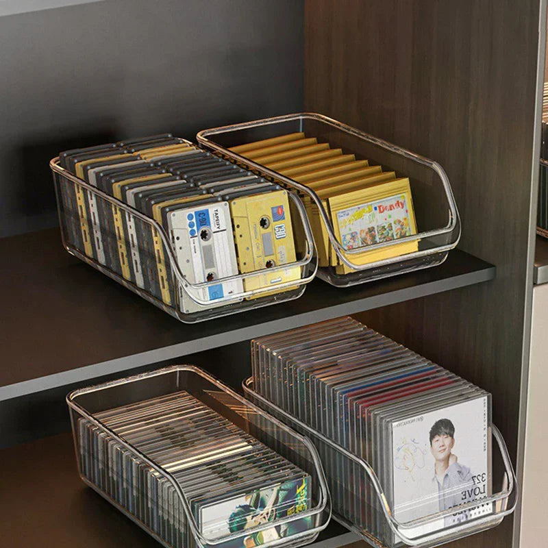 présentoir transparent cassettes audio cd dvd rangement moderne minimaliste stockage boîtes gọn/vnd