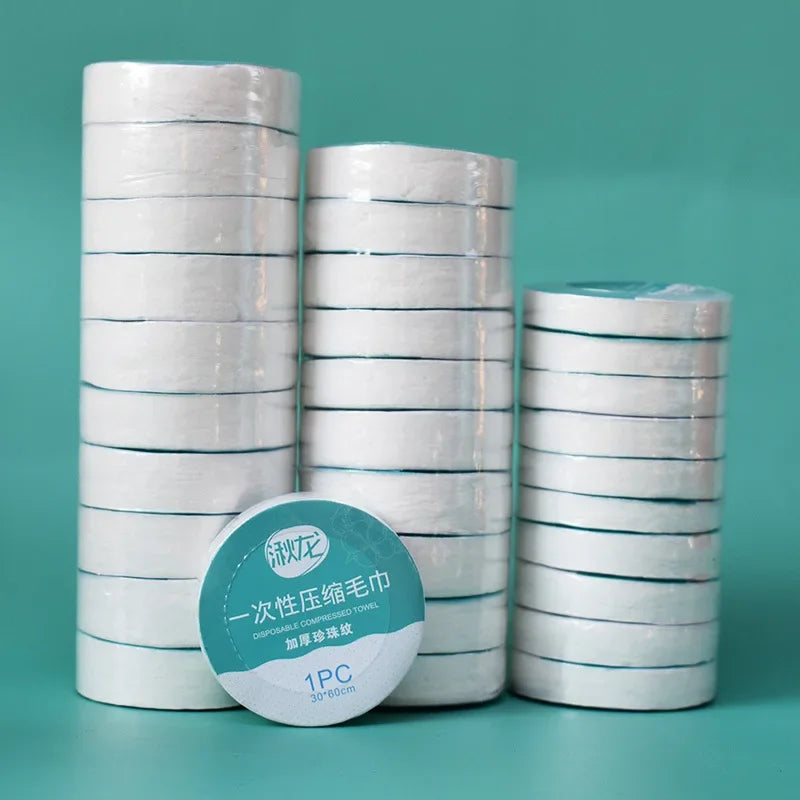lot 10 serviettes papier compressées blanches jetables voyage séchage rapide usage unique