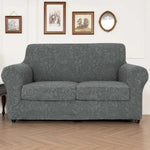 housse canapé gris clair motif floral moderne boutons élégants coussin inclusversible machine
