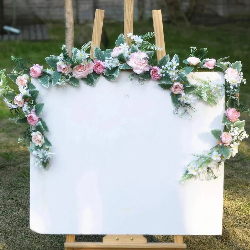 guirlande florale artificielle rose blanche daisy pivoine extérieure mariage décoration romantique 175cm