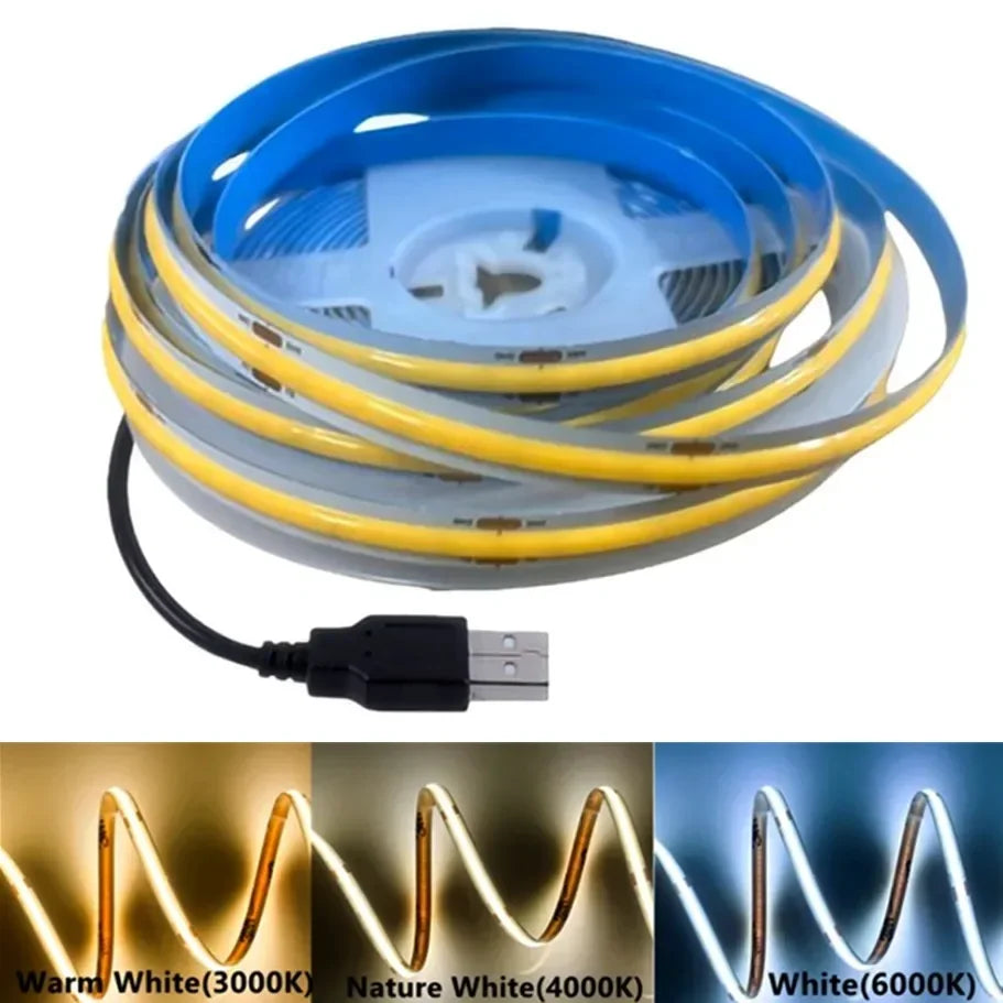 ruban led flexible bleu jaune 320leds 5v 3000k 4500k 6500k adhésif moderne