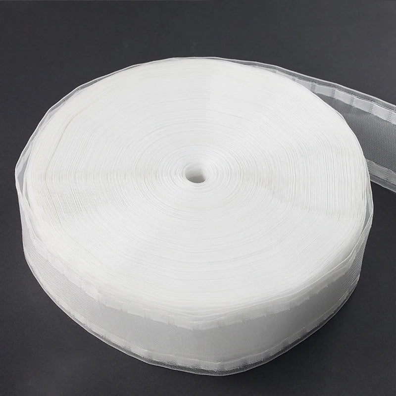 rideaux polonais ruban maille tissu transparent moderne tringle métal 10m 20m tape textile blanc