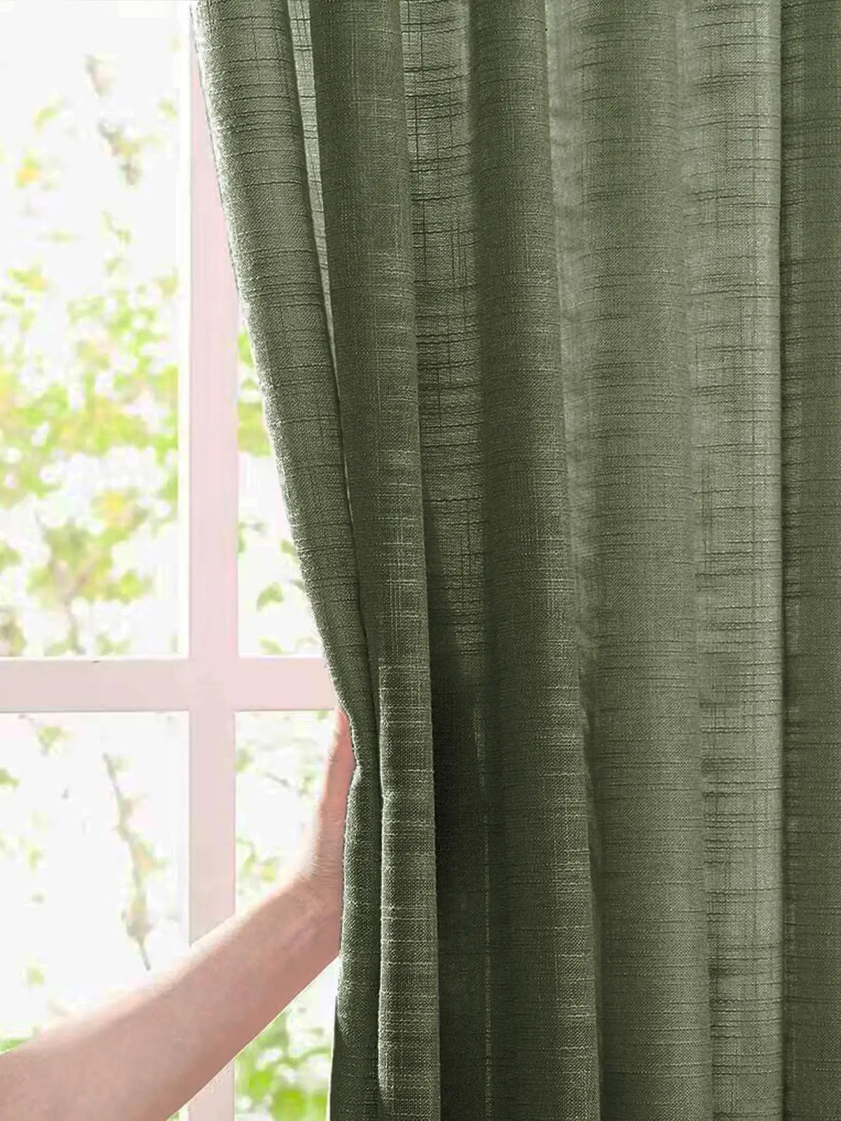 rideau vert olive texture linéaire moderne 100x120cm 100x200cm 105x230cm 130x240cm 140x260cm