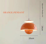 lumière suspendue moderne scandinave deux demi sphères concentriques salon chambre étude orange vert noir