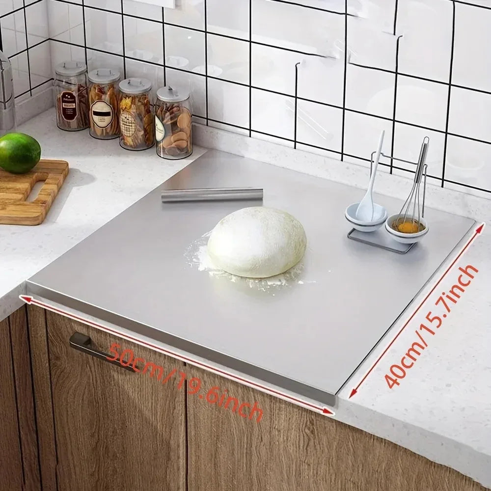 planche découper acier inoxydable moderne 50cm préparation cuisine minimaliste