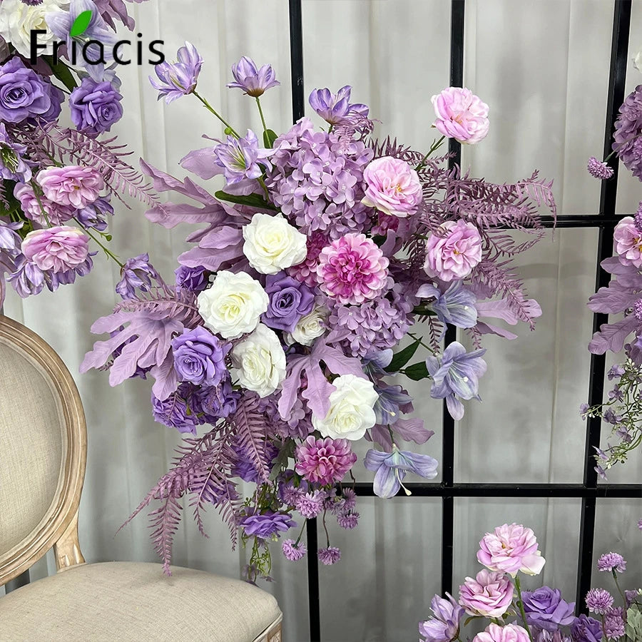 arche décorative mariage fleurs artificielles soie violet blanc vert extérieur intérieur décoration classique