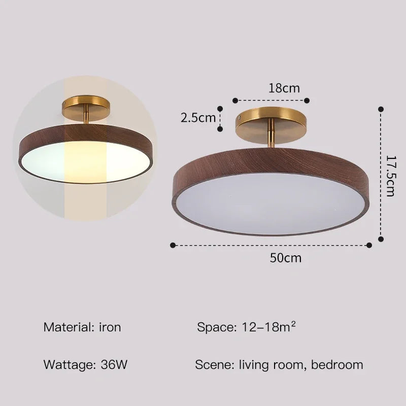 lampe moderne marron foncé doré ampoules led grain bois non visible