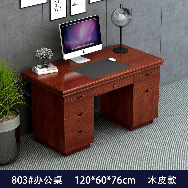 bois massif moderne marron foncé table travail informatique épuré intérieur maison