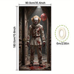 décoration murale halloween poster clown macabre citrouille squelette toile d'araignée gris rouge noire