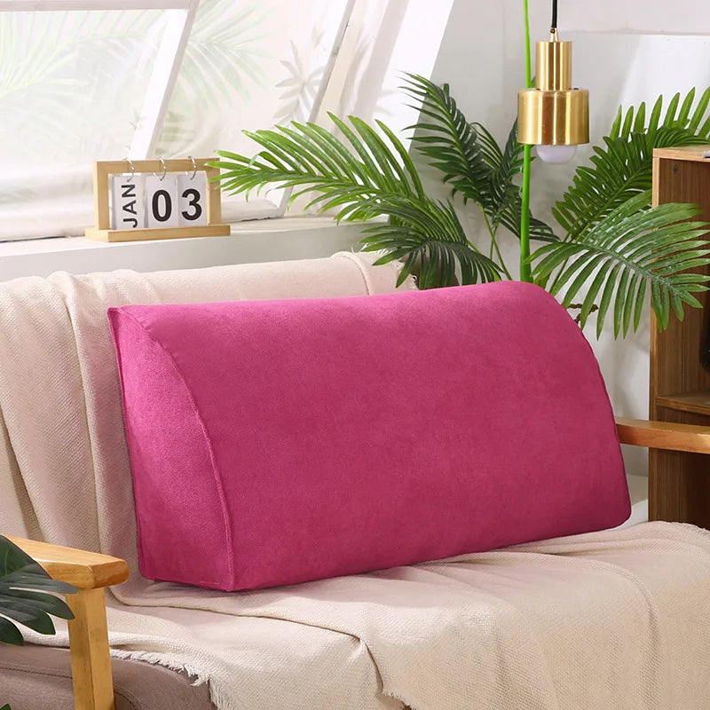 taies d'oreiller triangle solides velours doux moderne bleu marine rose gris vert beige fixés