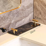 ensemble porte brosse dents porte savon marbre moderne or noir élégant bouteille parfum fleurs