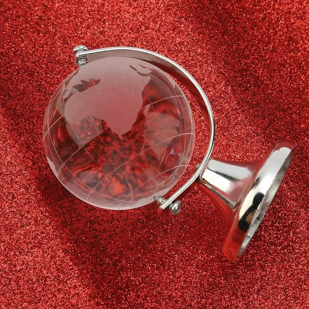 globe terrestre transparent relief gravé support métallique doré argenté élégant décoration pedagogique enfants collection