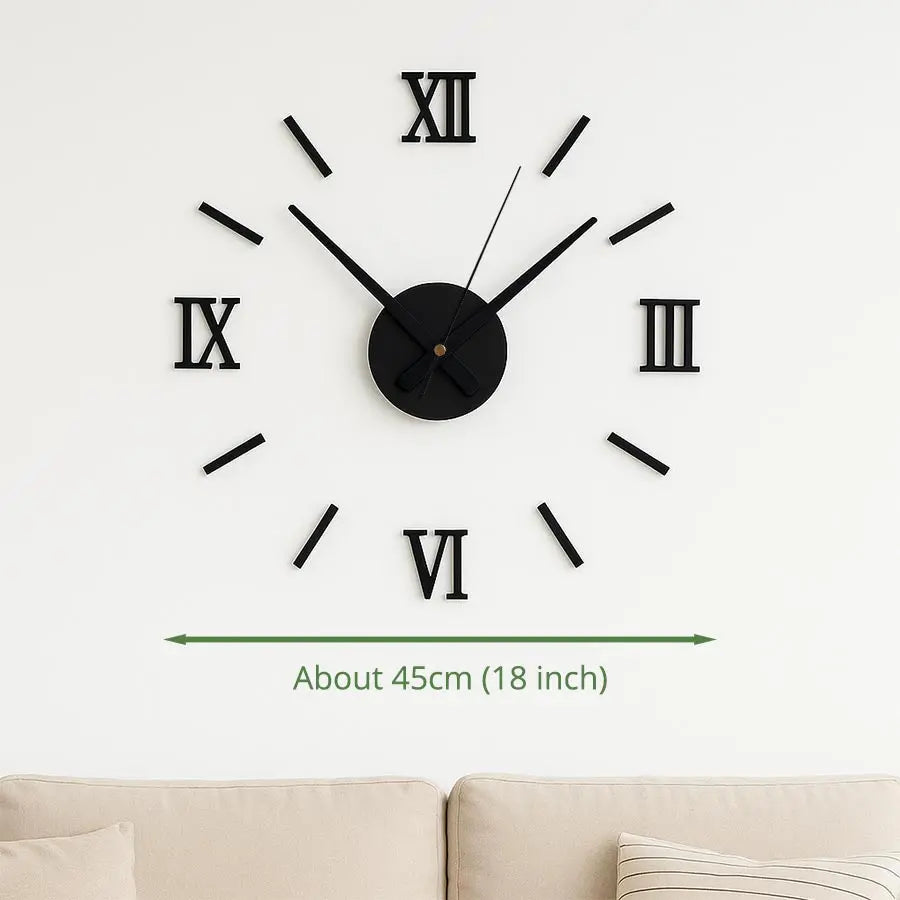 horloge murale moderne minimaliste 45cm aiguilles numéros romains noir doré rose doré argenté