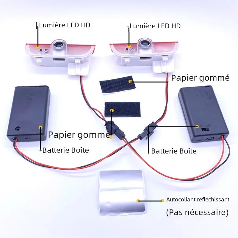 feu arrière voiture rouge adhésif led batterie aaa papier gommé autocollant réfléchissant moderne transparent