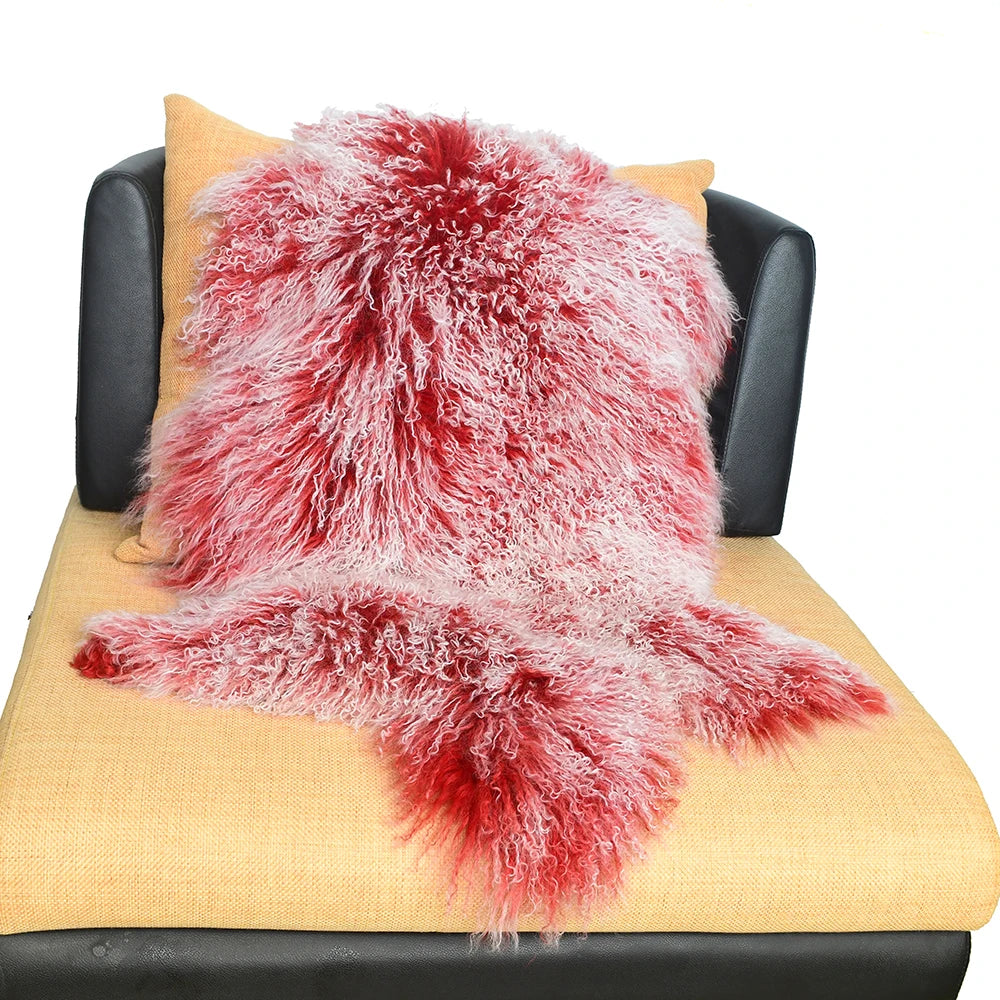 coussin fourrure gris vert rouge violet marron naturel hiver maison laine solide dry frost