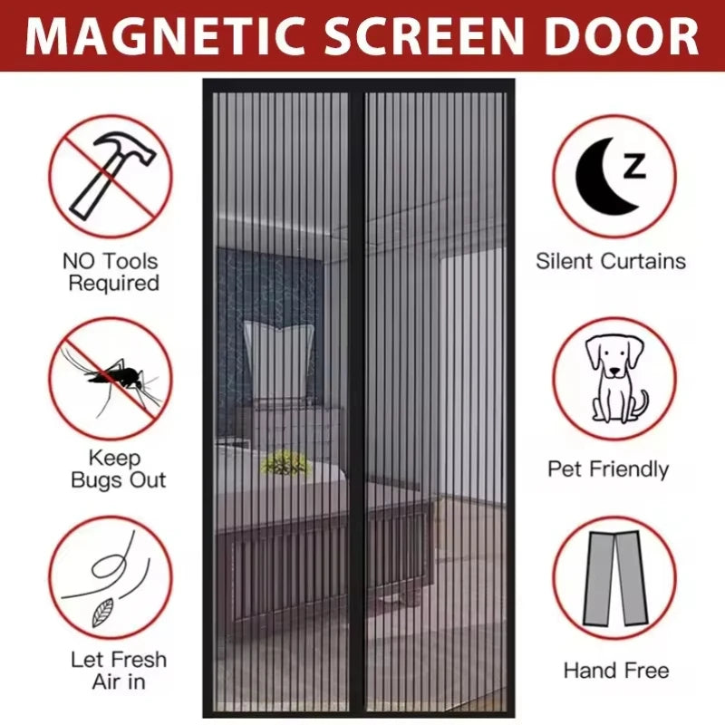 rideau porte magnétique maille fine noir anti moustiques été moderne adhésif 90x210cm opacité