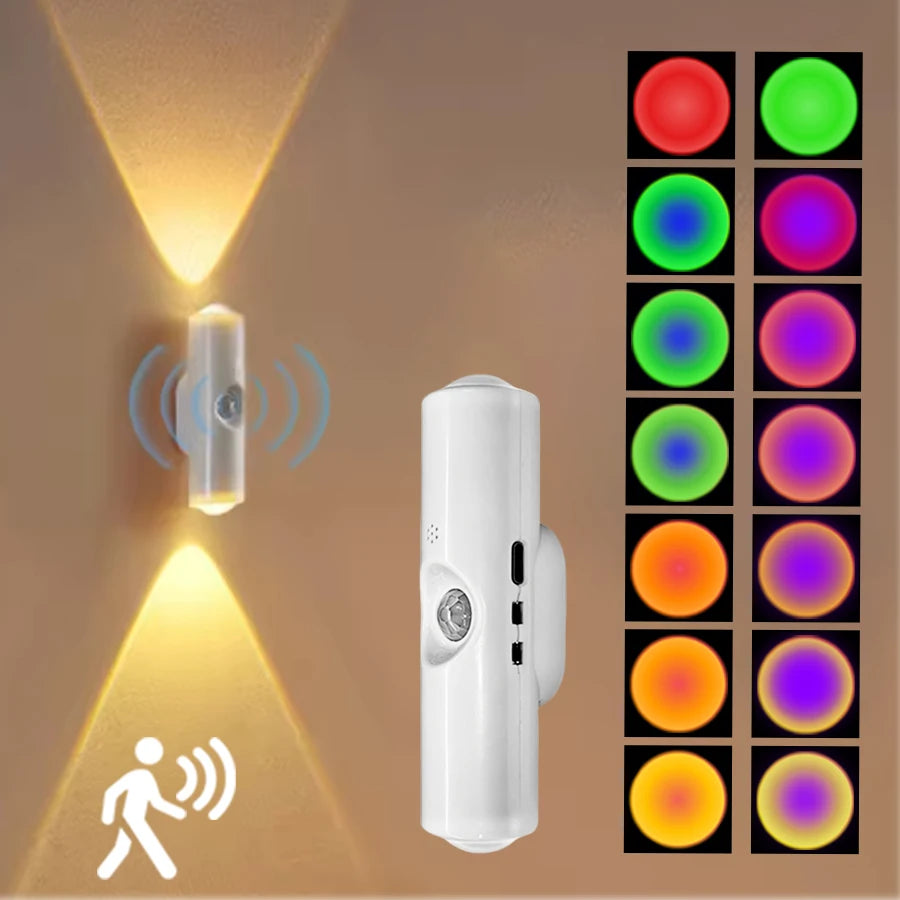 lampe murale sensor motion rechargeable rgb blanc moderne aimants autonomes
