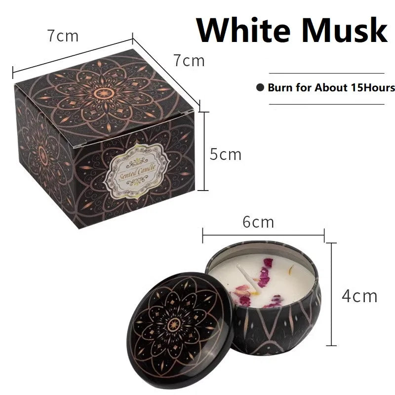 bougie parfumée cire soja boho chic motif mandala couvercle boîte rangement
