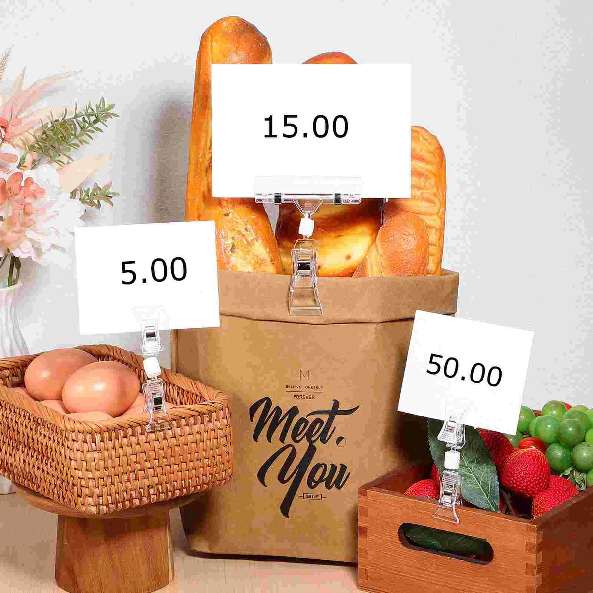 clips transparents prix etiquettes doubles affichages supports étiquettes modernes supermarché