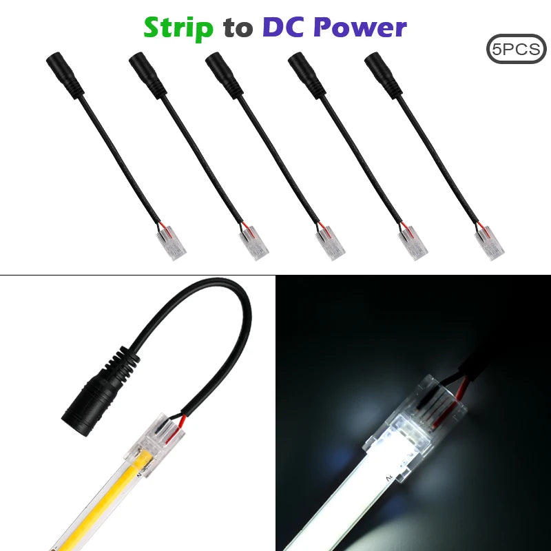 ruban led jaune clips câbles moderne transparent 8mm ip20 ip65 led cob 2835 smd
