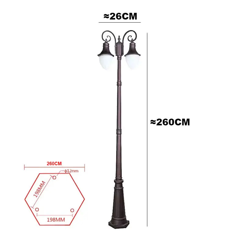 lampe rue marron foncé texture métallique classique ip65 flux lumineux led extérieure