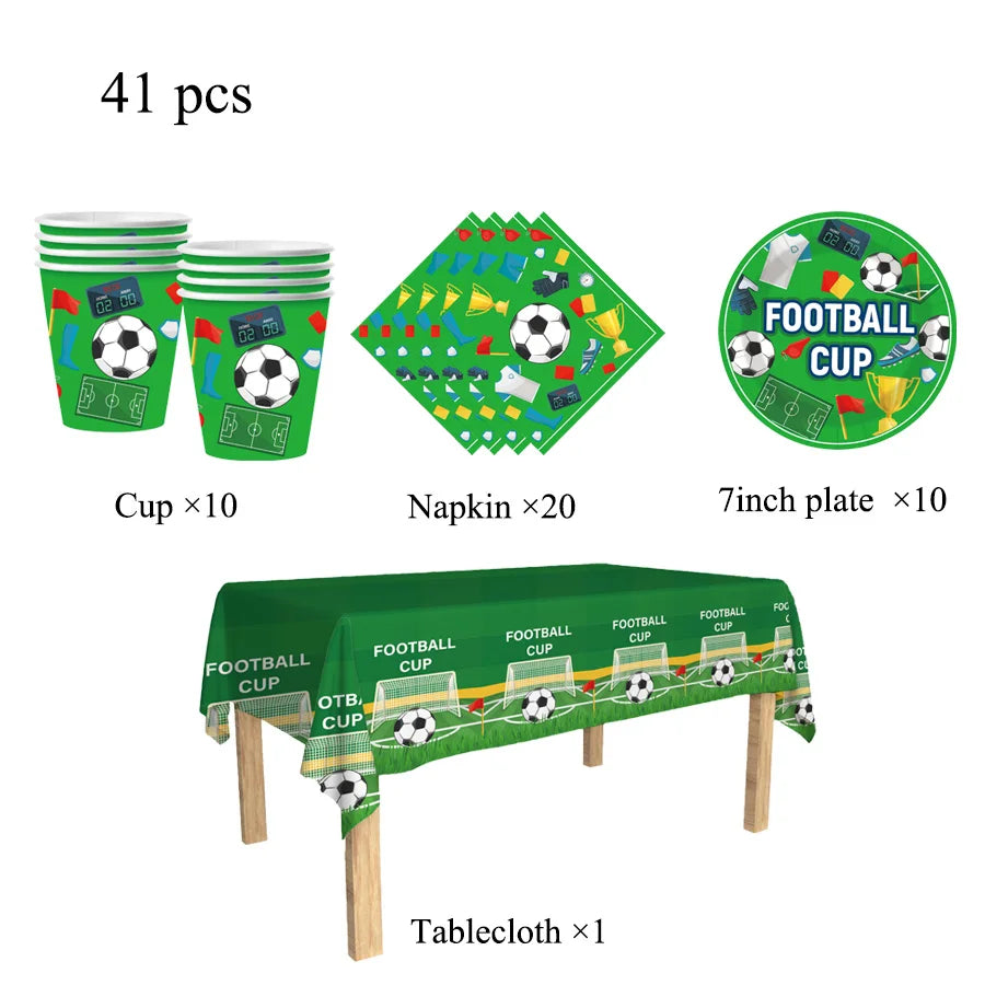 assiettes papier football motifs drapeaux ballons tablecloth serviettes napkins événements festifs anniversaires noël