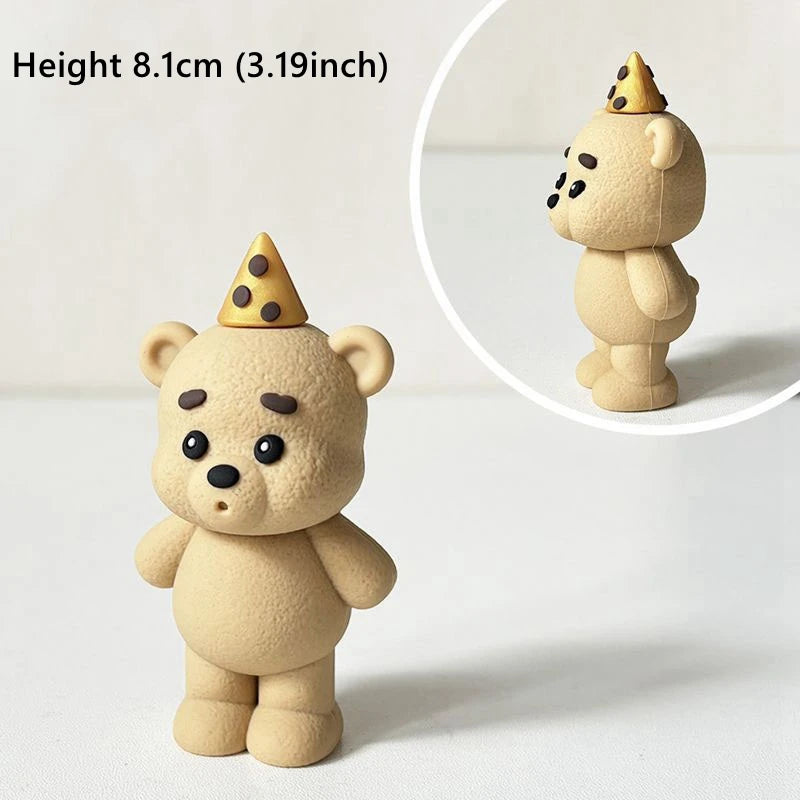 bougies soufflantes ours gâteau anniversaire enfant fête moderne figurines cadeaux bonbons minimaliste