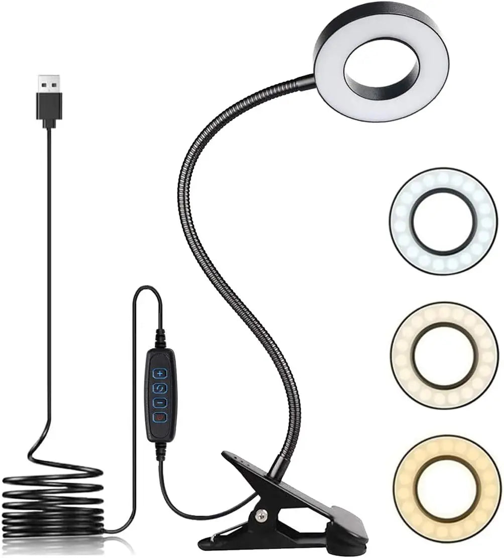 lampe flexible noir pince usb modes lumière interrupteur tactile moderne