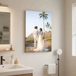 affiche imprimée minimaliste moderne cadre bois texte personnalisé blanc noir beige