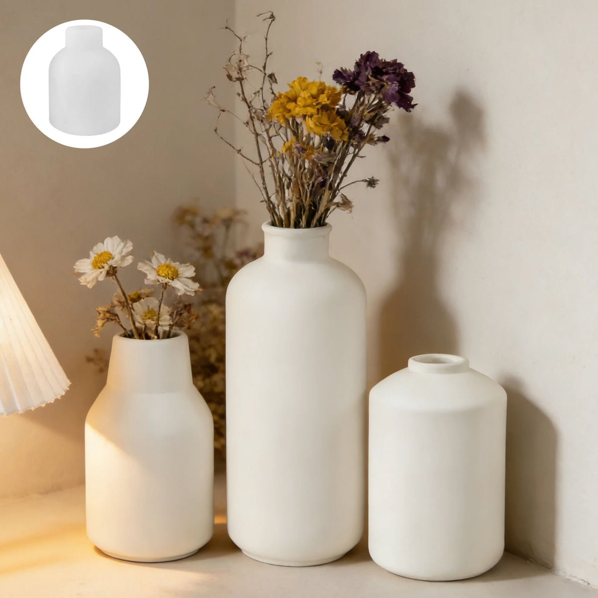 moule silicone diy vase blanc moderne minimaliste décoration artisanal fleur sèche