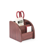 organisateur multifonction moderne bois marron compartiments rangement stylos crayons ciseaux calculatrice bloc notes minimalistestyle