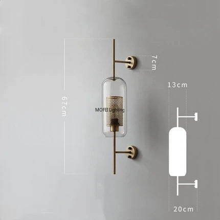 lampe murale moderne or transparent perforée chambre coucher led 4500k 2000lm