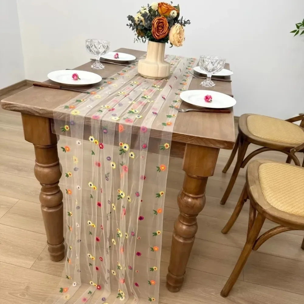 table table fleurée transparente rouge jaune bleu verte fete mariage deco romantique echangement saisonnelle