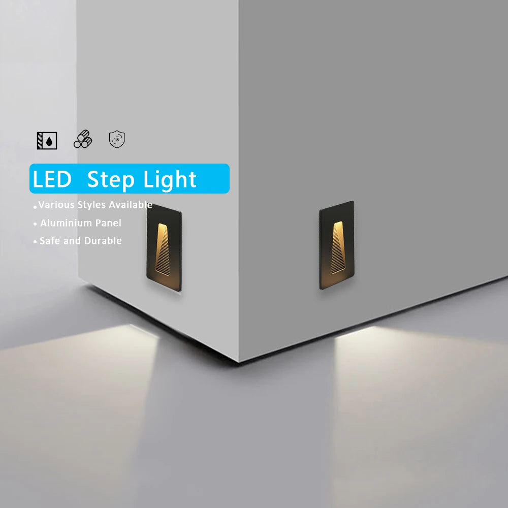 Lampe d'escalier LED gris moderne finition lisse boîte LED haute luminosité aluminium