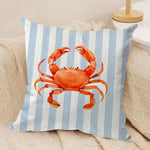 coussin carré jacquard rayures marine poissons crabe octopus multicolore 35cm 45cm 50cm 60cm doux