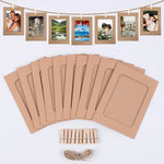 kits cadres photo pinces linge ficelle noir blanc brun décoratif rustique bohème casa festivités