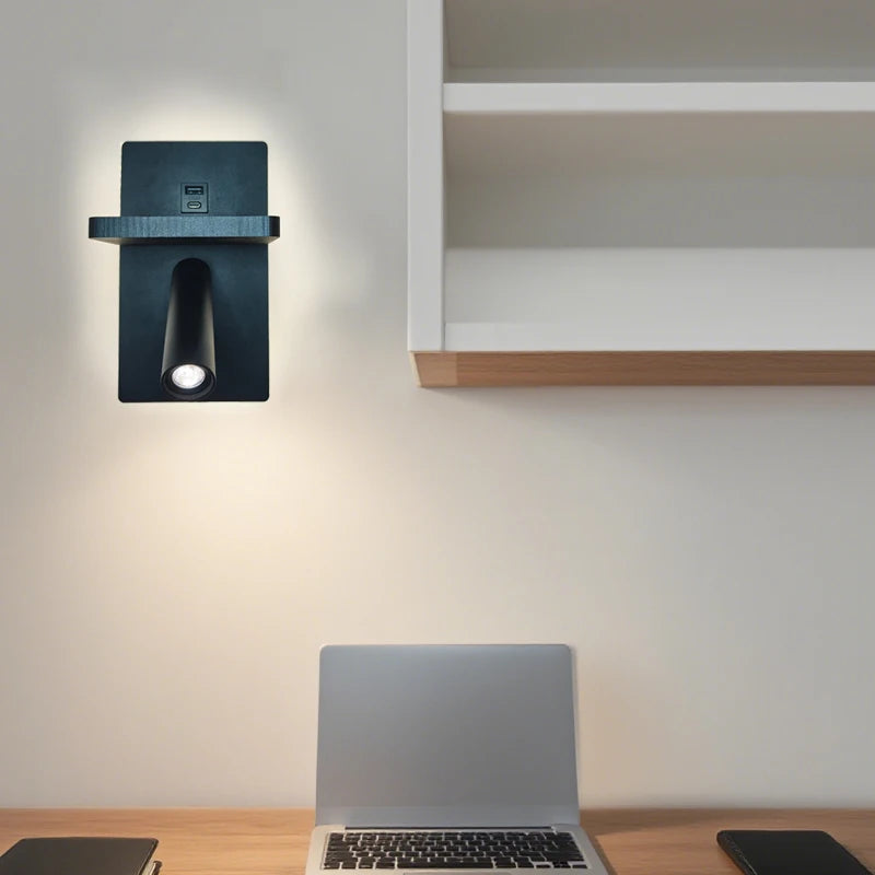 lampe murale moderne recharge sans fil prise usb chambre salon étude cuisine